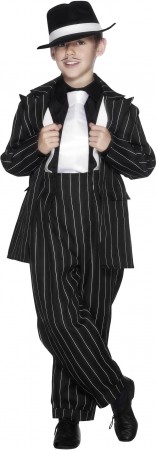 Kids Boys Gatsby Gangster Mob Mobster Costume Zoot Suit 20s Gangsta Pinstripe 