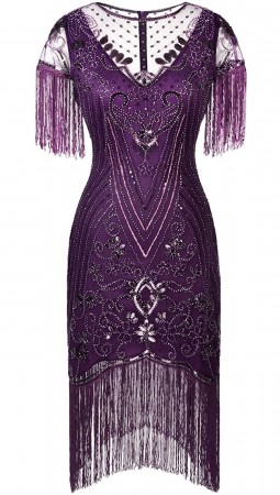 Purple Ladies 1920s Flapper Fashion Dress  lx1049-6