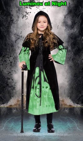 Girls Black Witch Luminous Costume