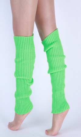 Green Womens Pair of Party Legwarmers Knitted Dance 80s Costume Leg Warmers