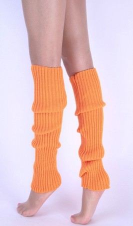 Orange Womens Pair of Party Legwarmers Knitted Dance 80s Costume Leg Warmers