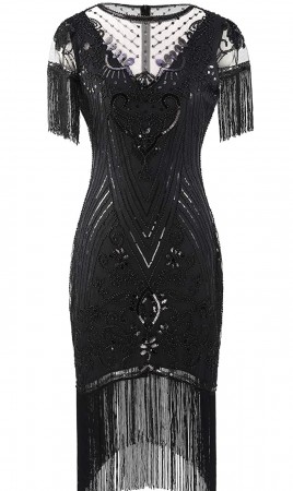 Black 1920s Flapper Fashion Dress  lx1049-5