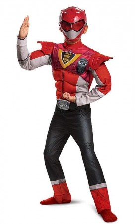 Red Ranger Power Up Mode Classic Muscle Costume 