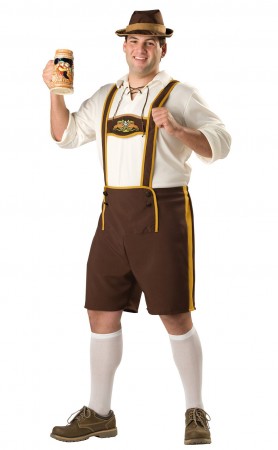Oktoberfest shorts with attached suspenders plus hat
