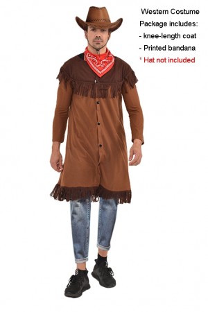 Mens Wild West Gunslinger Cowboy Costume no hat lp1016