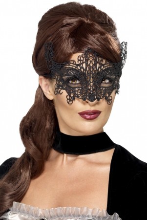 Embroidered Black Lace Filigree Eye mask Masquerade