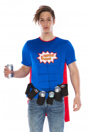 Oktoberfest Costumes Australia - Adult Oktoberfest Super Six-Pack Beer Man Hero Superhero Halloween Fancy Dress Costume