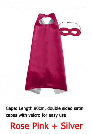 Rose Pink Double sided Cape & Mask Costume set