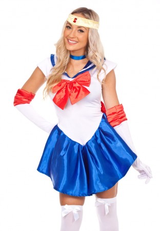 Blue Sailor Moon Costume Womens Sailor Warrior Costume - Blue & White Magical Girl Dress
