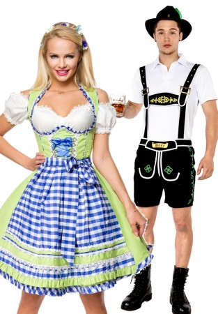 Couple Lederhosen Dirndl Oktoberfest German Costume lh214+lh324g