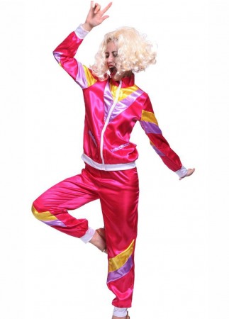 Pink 80s Retro Neon Tracksuit Height Of Fashion Costume  ln1002