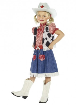 Kids Costume -Cowgirl Sweetie Kids Girls Childrens Western Wild West Cowboy Dress Costume + Hat