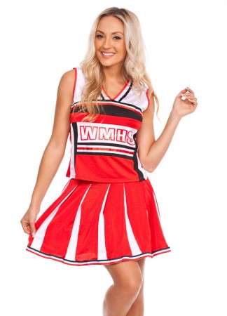 Cheerleader Costume - Ladies Cheerleader School Girl Uniform Fancy Dress Costume 