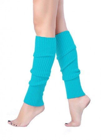 Lake Blue Womens Pair of Party Legwarmers Knitted Dance 80s Costume Leg Warmers
