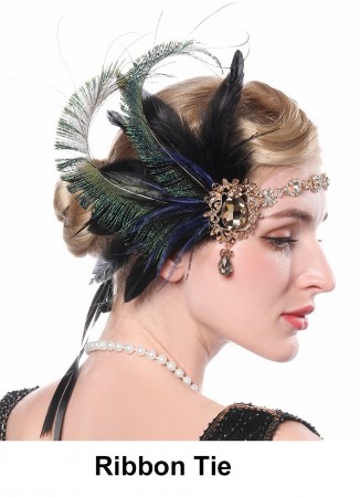 1920s Feather Gatsby Flapper Headpiece lx0266