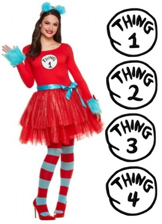 Women Dr Seuss Cat In The Hat Thing Costume set pp1024
