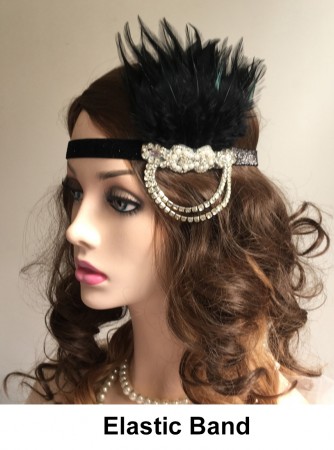 Black 20s Vintage Flapper Headband lx0247
