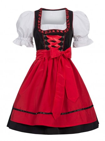 Red Ladies German Beer Maid Vintage Costume front ln1001r