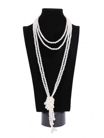 1920s Vintage Great Gatsby Flapper Gangster Long Pearl Necklace