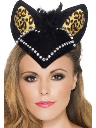 Accessories - Adult Womens Burlesque Kitty Skull Cap with Ears Smiffys Headpiece Fancy Dress Costume Accessories