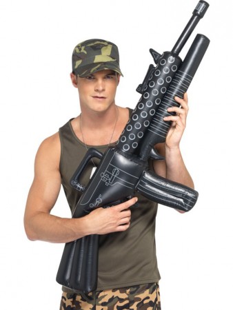 Army And FBI Cosutmes - Licensed Inflatable Machine Gun Prop Gangster Costume Toy Gun Fancy Dress Accessory Halloween 112Cm Mens Army Military Soldier Fancy Dress Smiffys