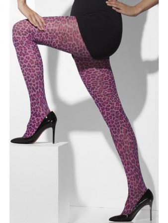 Leopard Print Tights Ladies Full Pantyhose Stockings Opaque Animal Purple