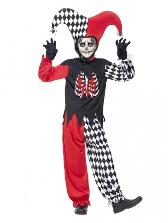 Blood Curdling Jester Mardi Gras Boys Halloween Clown Book Week Costume Horror Outfit