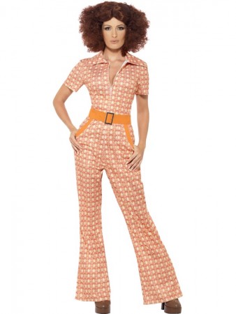  70s 1970s Authentic Chic Retro Jumpsuit Hippie Tragic Disco Retro Fancy Dress Costume 