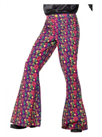 60s Psychedelic CND Flared Trousers Men