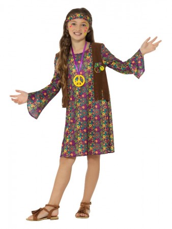 Kids Girl Hippie Childs Hippy 1960s 1970s Retro Disco Costume