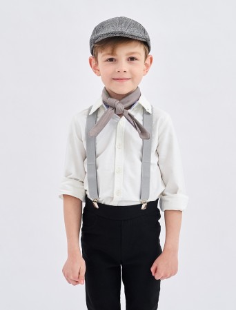 Grey Victorian boy colonial boy costume cap hat braces neckerchief 3pcs ...