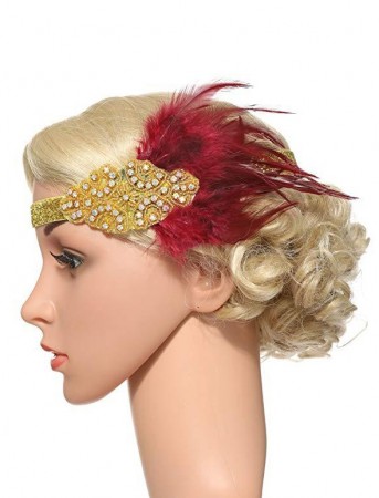 1920s Red Feather Vintage Great Gatsby Flapper Headpiece