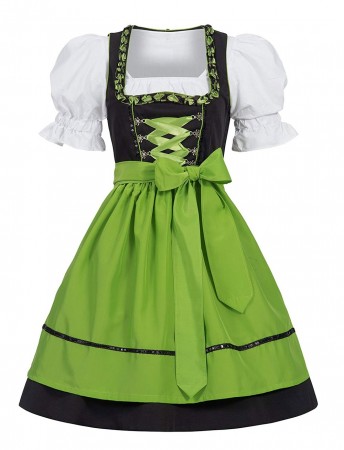 Green Ladies German Bavarian Beer Maid Vintage Costume front ln1001g