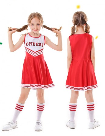 Red Kids Cheerleader Costume With Pompoms Socks lp1090red