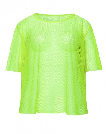 Green Neon Fishnet Vest Top T-Shirt 1980s Costume
