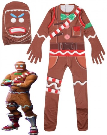 Kid Halloween Fortnite Costume MERRY MARAUDER Gingerbread Man