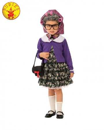 Grandma Old Lady Woman Granny Mother Child Cosplay Costume Party Kids Outfit