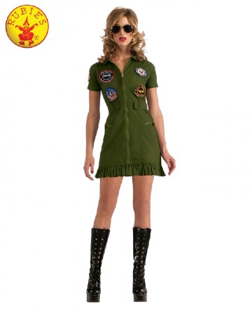 Sexy Top Gun 80s Military Ladies Costume Aviator Pilot