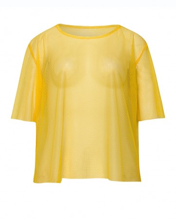 Yellow Neon Fishnet Vest Top T-Shirt 1980s Costume