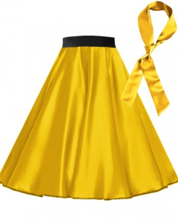 Yellow Satin 1950's Rock n Roll Style 50s skirt