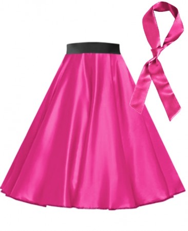 Hot Pink Satin 1950's Rock n Roll Style 50s skirt