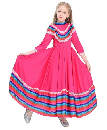 Pink Girls Spanish Princess Flamenco Costume lp1042pink