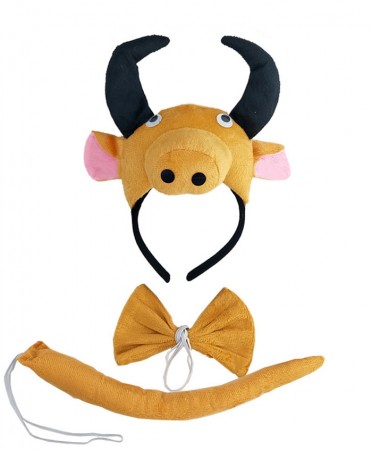 Bull Headband Bow Tail Set Kids Animal Headpiece