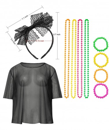 Black Neon Fishnet Vest Top set lx3013-2tt1017tt1050tt1048-4