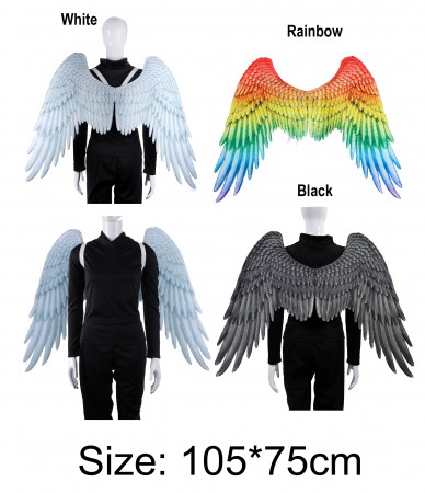 Large Black White Rainbow Angel Fairy Wings