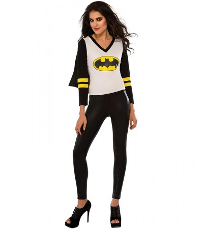 Womens Batgirl Tshirt Mask Super Hero Justice League Fancy Dress Costume