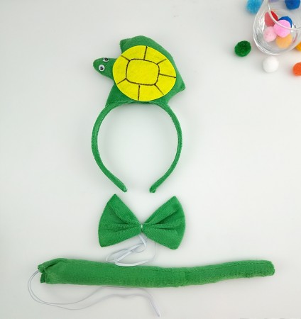 Kids Turtle Headband Bow Tail Set 