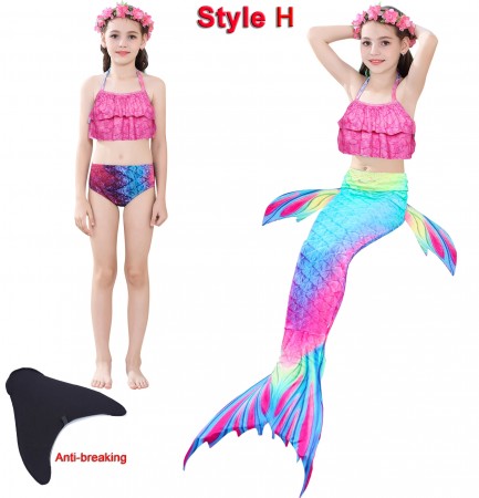 Girls Kids Mermaid tails Swimmable Swimsuit Costume 