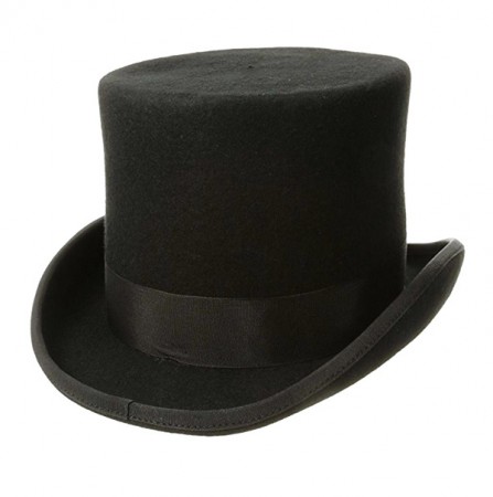 Mens Magician Black Top Hat Mat Hatter Gentleman Ring Master
