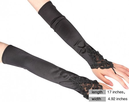 Ladies Black Gloves Over Elbow Length 70s 80s 1920s